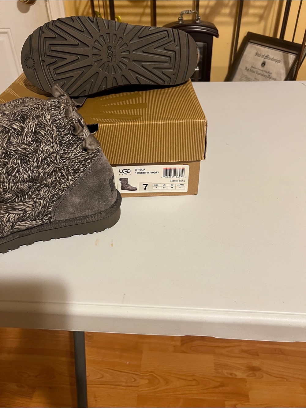 UGG Kids Gray Knit & Suede Cozy Boot